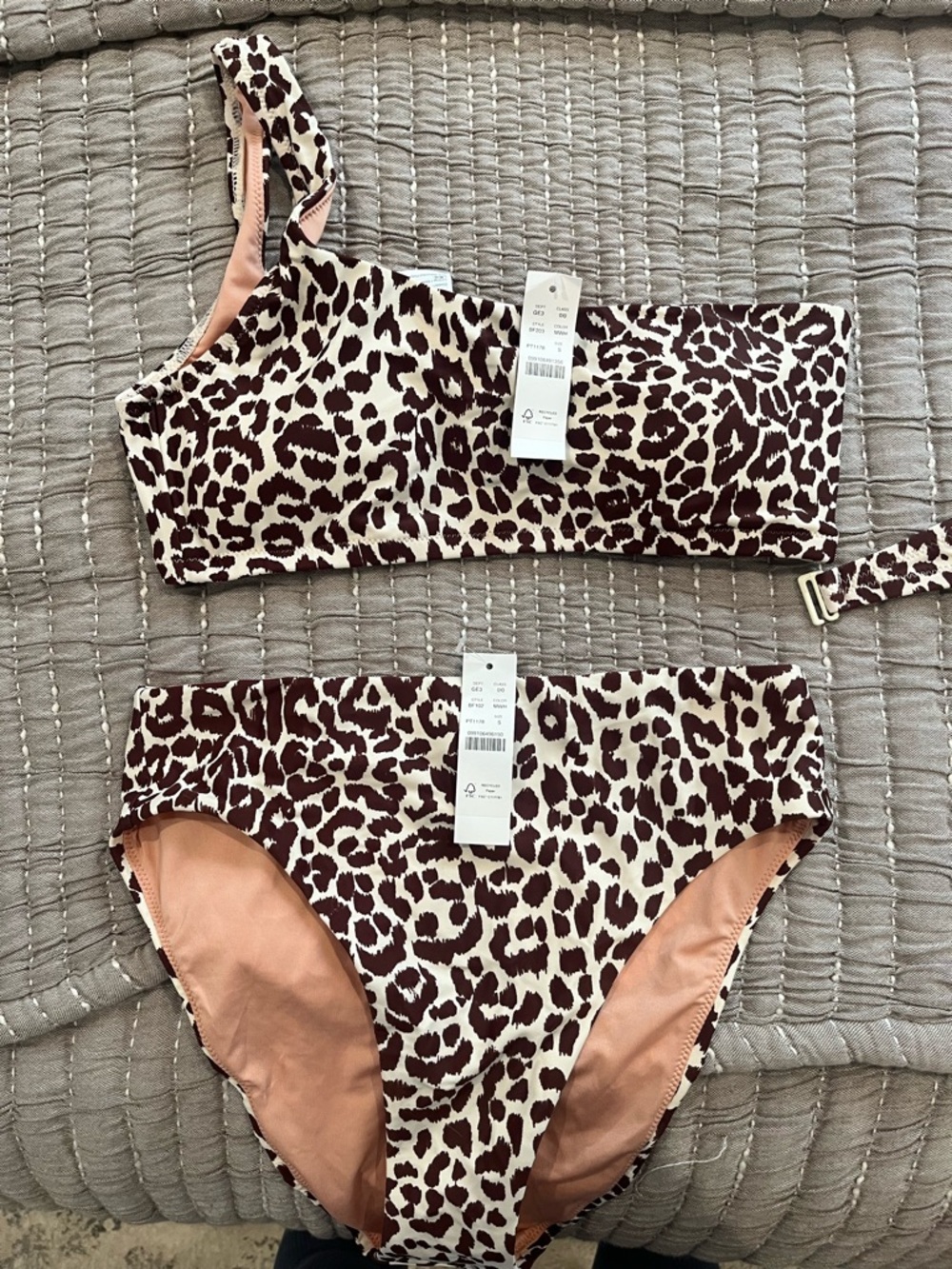Leopard Print One-Shoulder Bikini Set